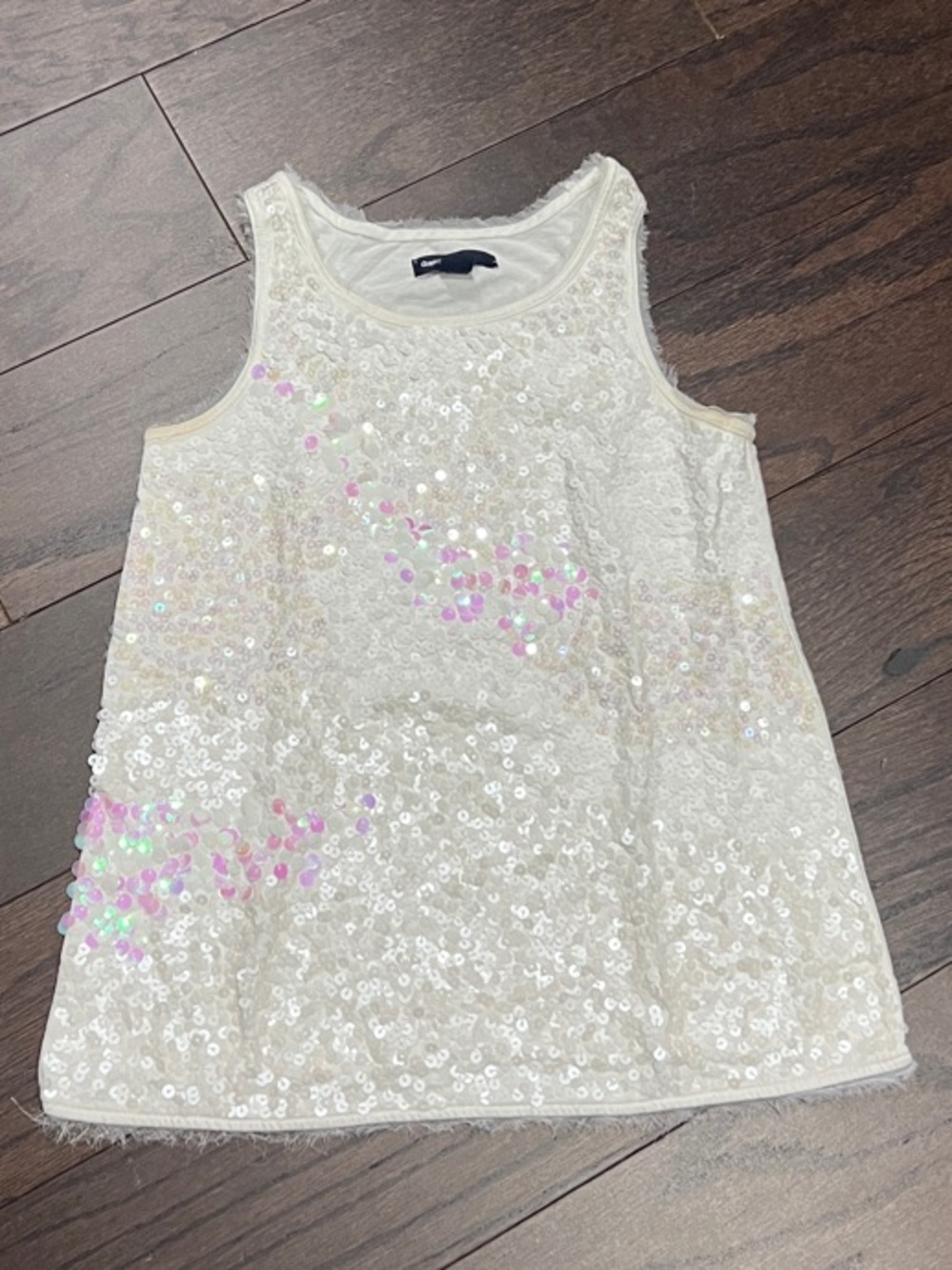 GAP White Iridescent Sequin Tank Top for Girls